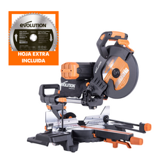 Pack Evolution - Ingletadora telescópica de doble bisel R255SMS-DB+ Evolution de 255 mm, con hoja multi-material TCT + Hoja para madera premium