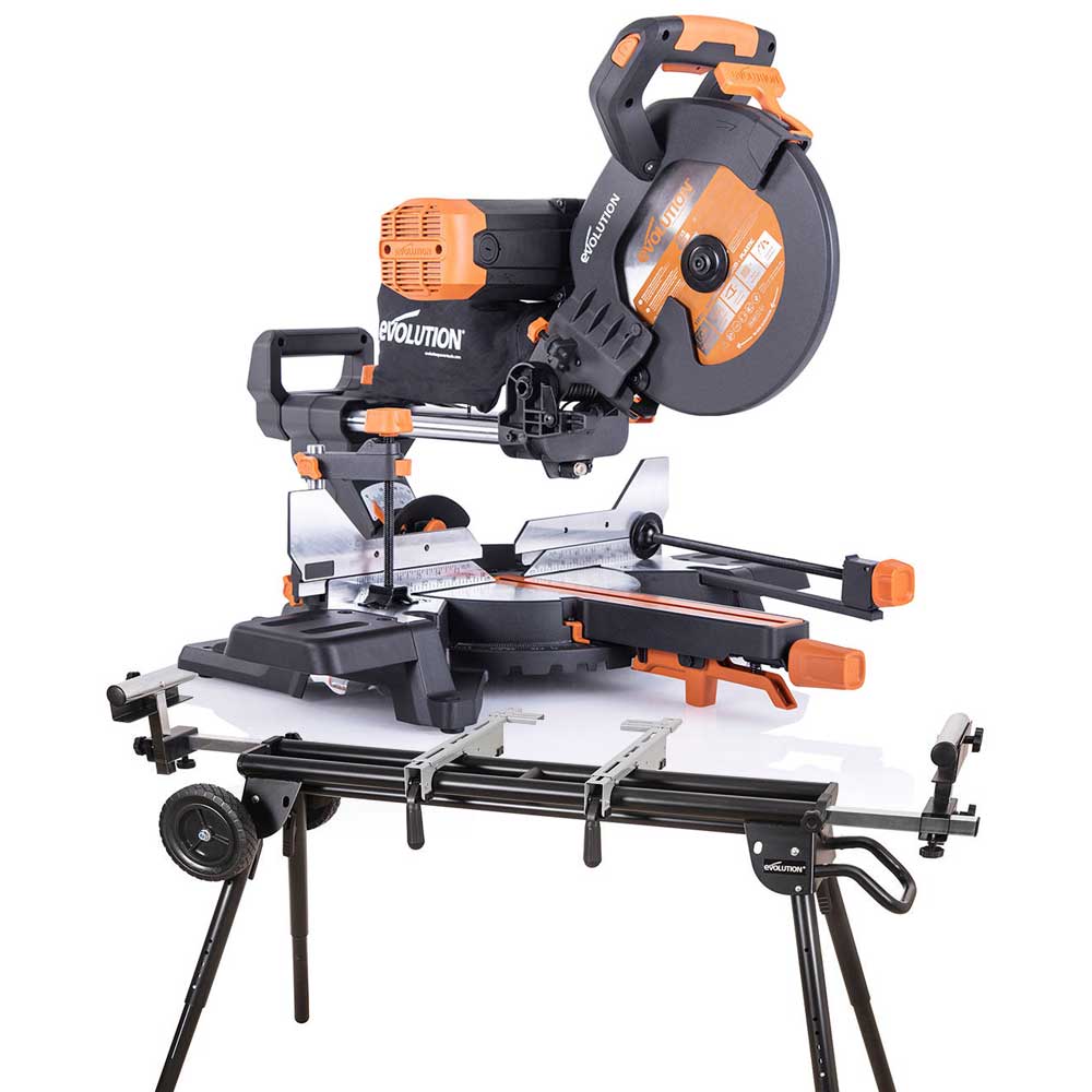 Pack Evolution - Ingletadora Telescópica de doble bisel R255SMS-DB+ Evolution de 255mm con Hoja Multi-material TCT y Soporte Universal PLUS
