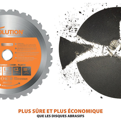 Sierra de corte de 185 mm Evolution RAGE4 con hoja multi-material TCT