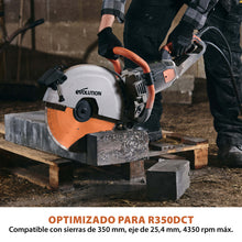 Disco de diamante premium segmentado de 350 mm con orificio de 22,2 mm Evolution para sierra de hormigón.