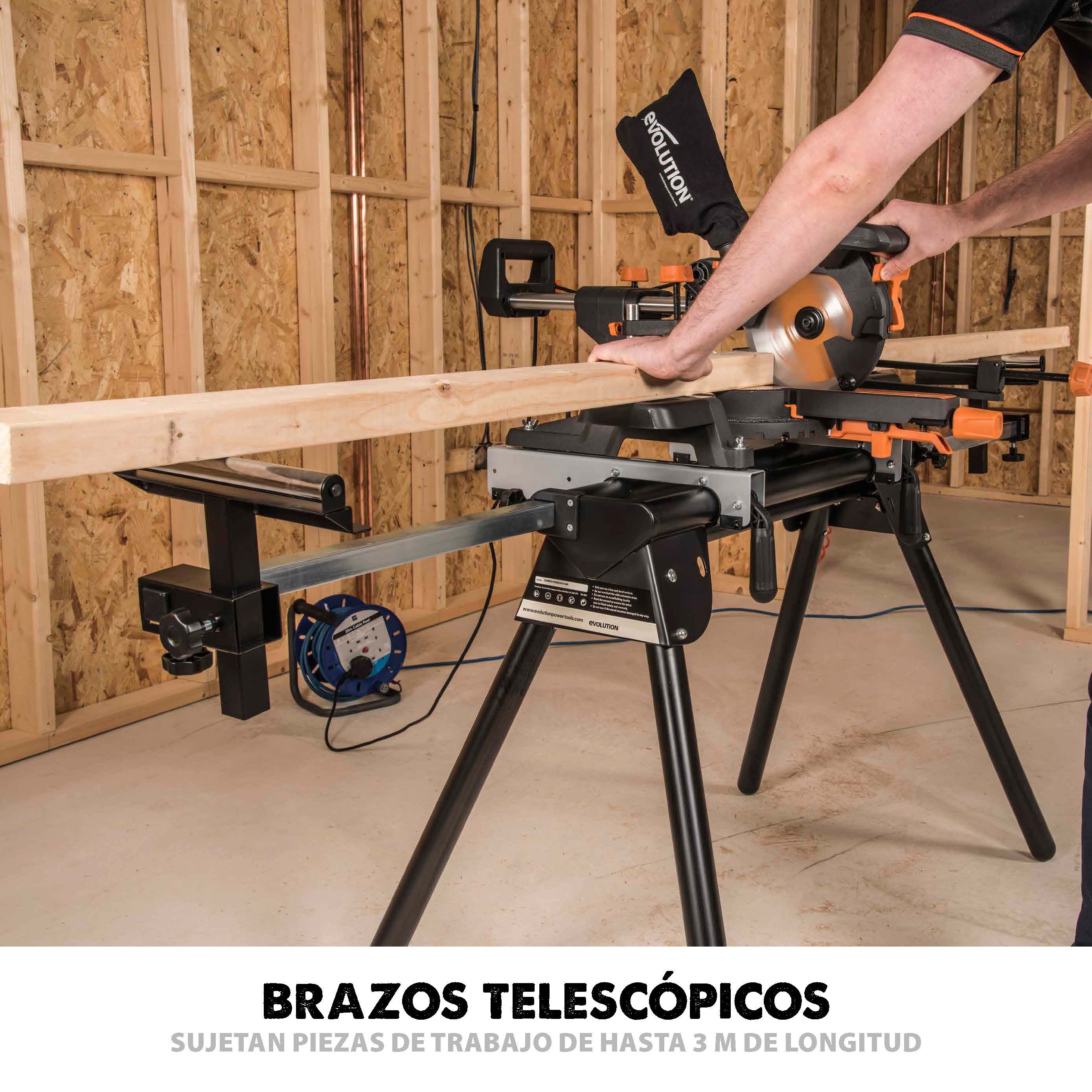 Pack Evolution - Ingletadora Telescópica R255SMS+ Evolution de 255mm con Hoja Multi-material TCT y Soporte Universal