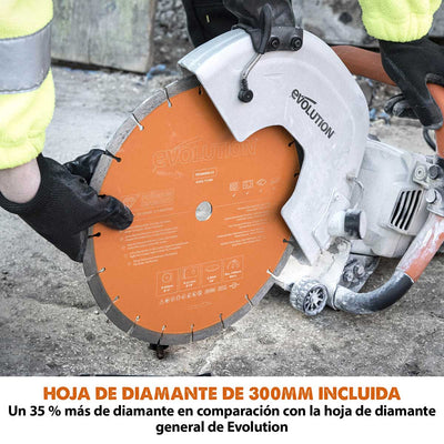 Pack Evolution - Sierra de Hormigón R300DCT+ Hoja de Diamante Premium de 300mm y Depósito de Agua Manual de 15L