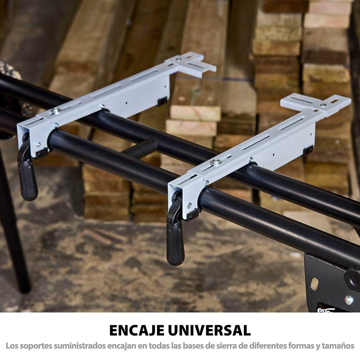 Pack Evolution - Ingletadora Telescópica de doble bisel R255SMS-DB+ Evolution de 255mm con Hoja Multi-material TCT y Soporte Universal PLUS