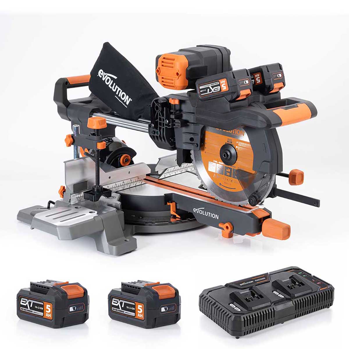 Ingletadora Inalámbrica de Doble Bisel R255SMS-DB-Li Evolution de 255mm con Hoja Multi-material TCT, Batería y cargador