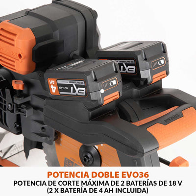 Ingletadora Inalámbrica de Doble Bisel R255SMS-DB-Li Evolution de 255mm con Hoja Multi-material TCT, Batería y cargador