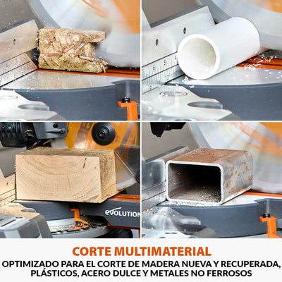 Ingletadora Inalámbrica de Doble Bisel R255SMS-DB-Li Evolution de 255mm con Hoja Multi-material TCT, Batería y cargador