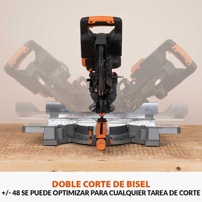 Ingletadora Inalámbrica de Doble Bisel R255SMS-DB-Li Evolution de 255mm con Hoja Multi-material TCT, Batería y cargador