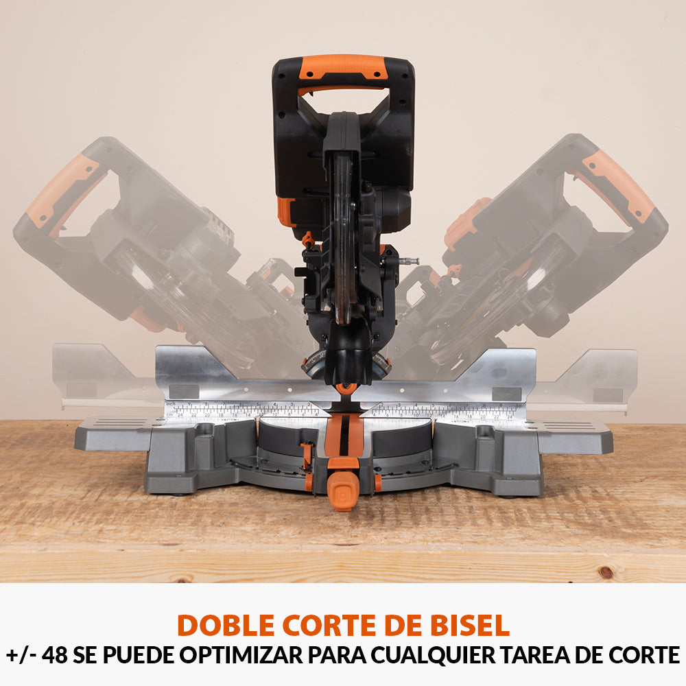 Ingletadora inalámbrica de doble bisel R255SMS-DB-Li de 255 mm con hoja multi-material TCT sin batería ni cargador
