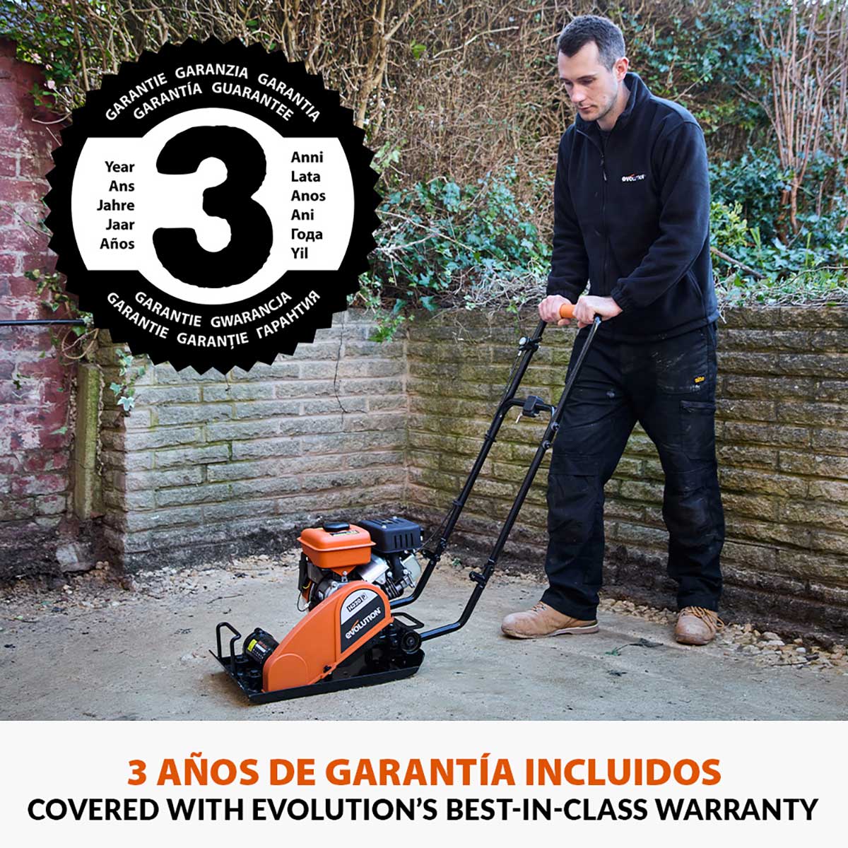 Pack Evolution - Placa Vibratoria Térmica Compactadora de gasolina Evolution HULK H320-P + Placa de Pavimentación para Compactadora