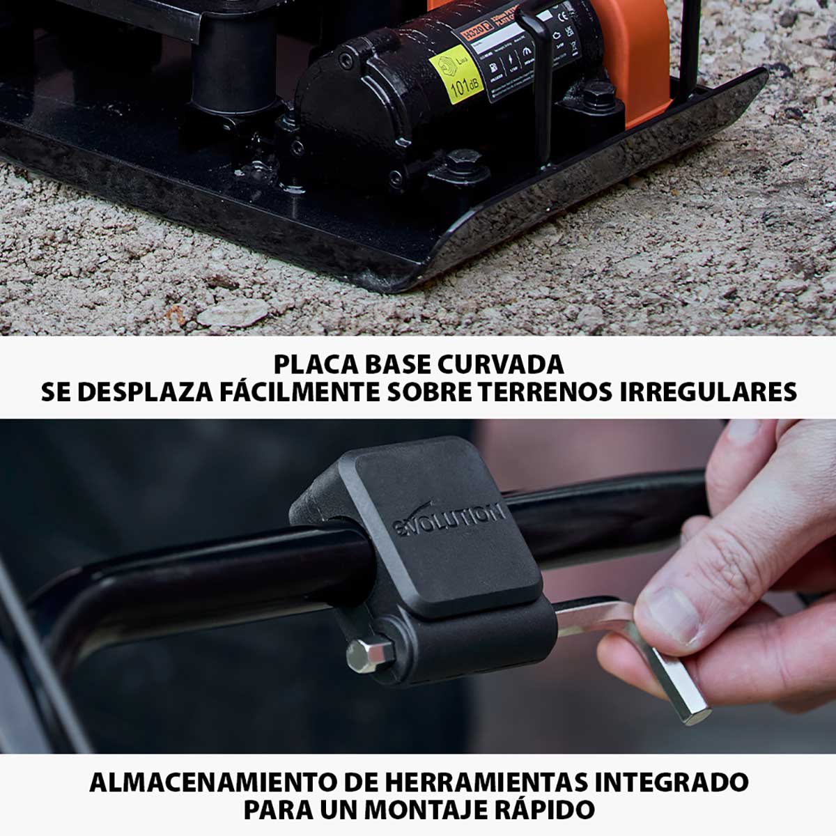 Pack Evolution - Placa Vibratoria Térmica Compactadora de gasolina Evolution HULK H320-P + Placa de Pavimentación para Compactadora