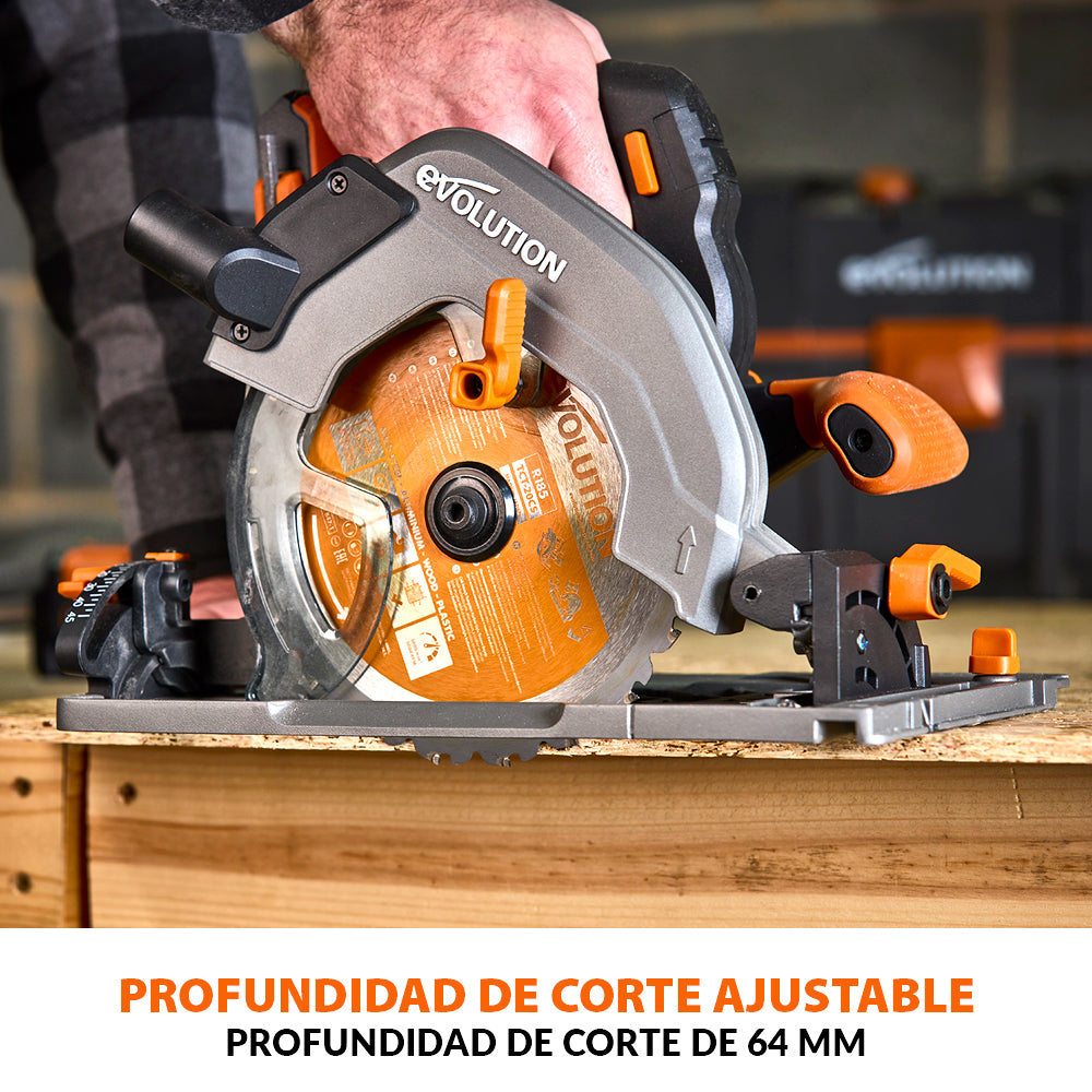 Sierra Circular Inalámbrica Evolution R185CCSX-Li de 185mm con Batería de 4Ah y Cargador