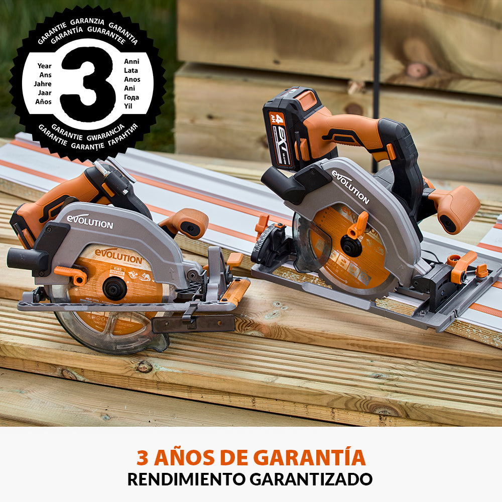 Sierra Circular Inalámbrica Evolution R185CCSX-Li de 185mm con Batería de 4Ah y Cargador