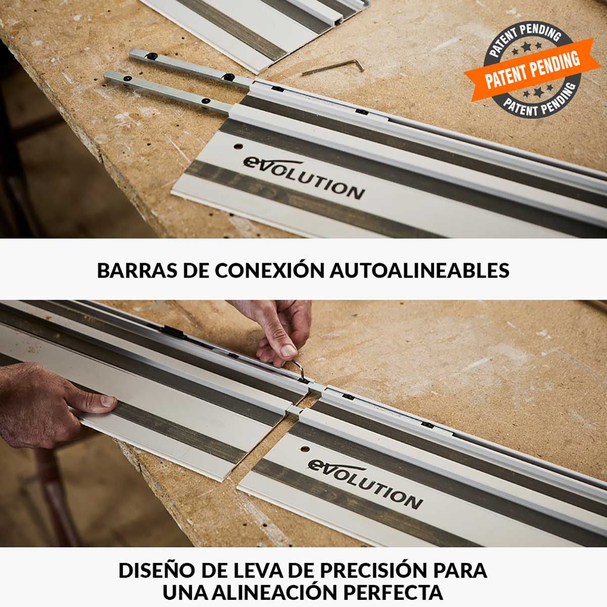 Pack Evolution - Sierra Circular S210CCS Evolution de 210mm para el Corte de Metal con Guía de Corte de 1,4 m