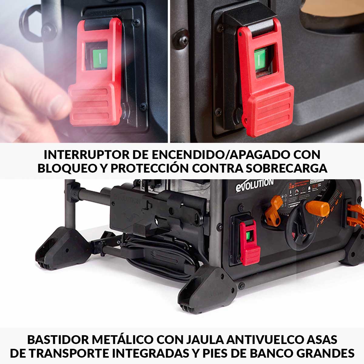 Sierra de Mesa R255TBL Evolution de 255mm, 1650W con hoja multi-material TCT