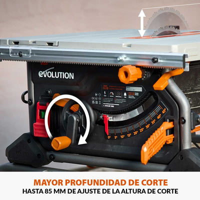 Sierra de Mesa R255TBL+ Evolution 255mm, 1800W hoja multi-material TCT (incluida) + Carrito + Hoja para madera de 40 dientes + Cuchillo Separador