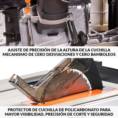 Sierra de Mesa R255TBL Evolution de 255mm, 1650W con hoja multi-material TCT