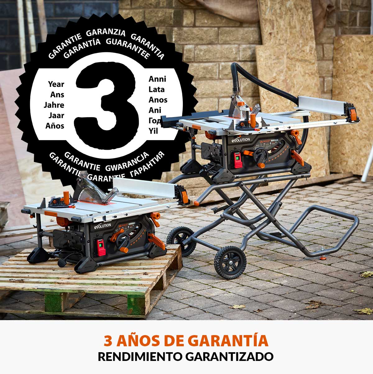 Sierra de Mesa R255TBL Evolution de 255mm, 1650W con hoja multi-material TCT