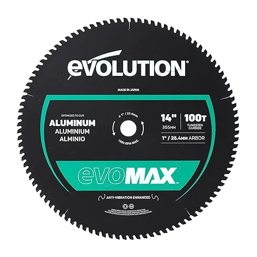 Disco EVOMAX de 355 mm de 100 dientes para Corte Profesional de Aluminio de Alta Resistencia