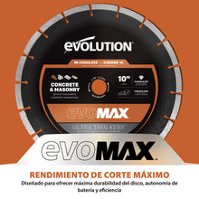Disco diamantado EVOMAX | 260 mm ultrafino, específico para cortadoras de hormigón inalámbricas