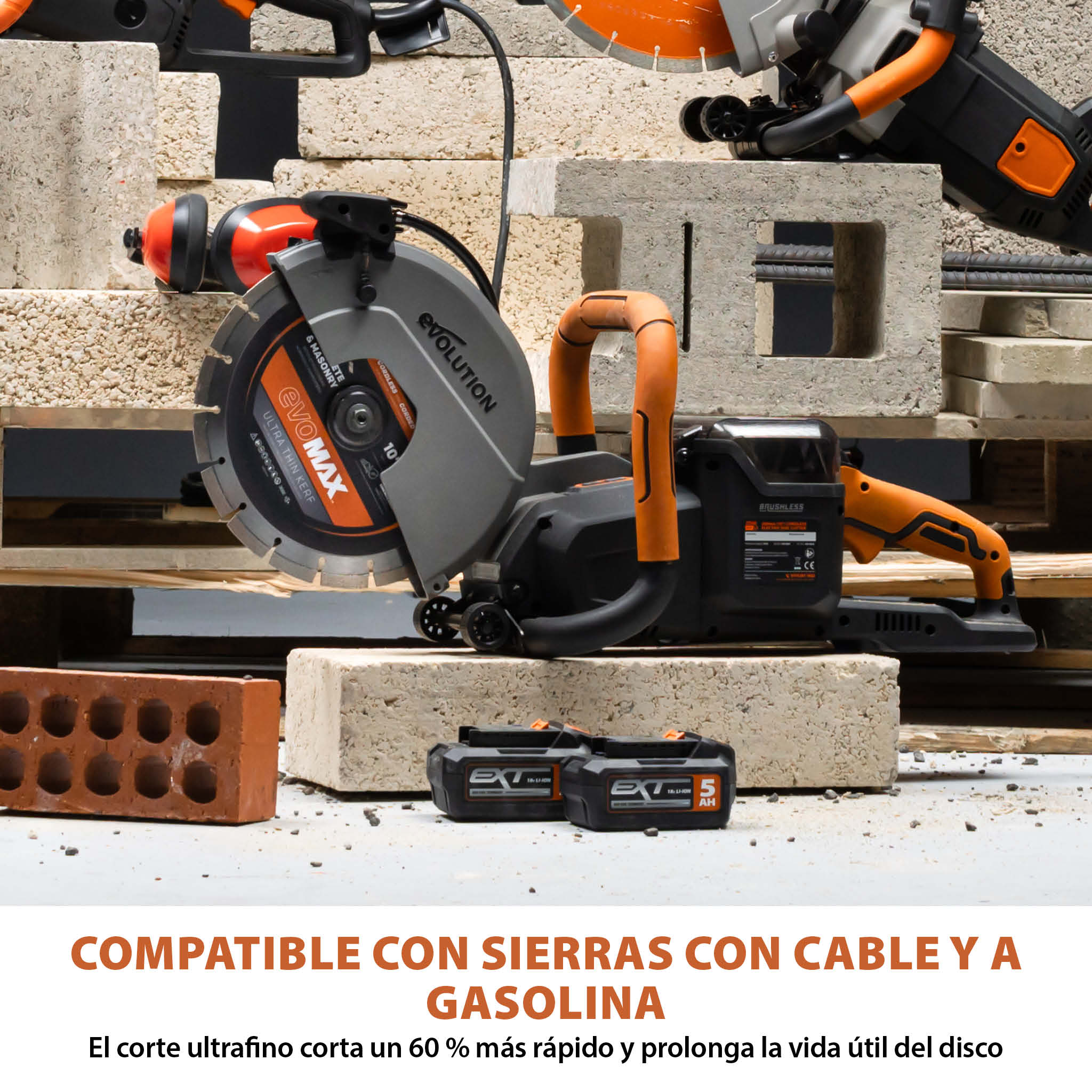 Disco diamantado EVOMAX | 260 mm ultrafino, específico para cortadoras de hormigón inalámbricas