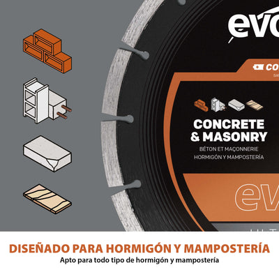 Disco diamantado EVOMAX | 260 mm ultrafino, específico para cortadoras de hormigón inalámbricas