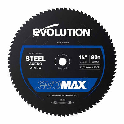 Disco para acero EVOMAX 355 mm de 80 dientes para corte profesional e intensivo