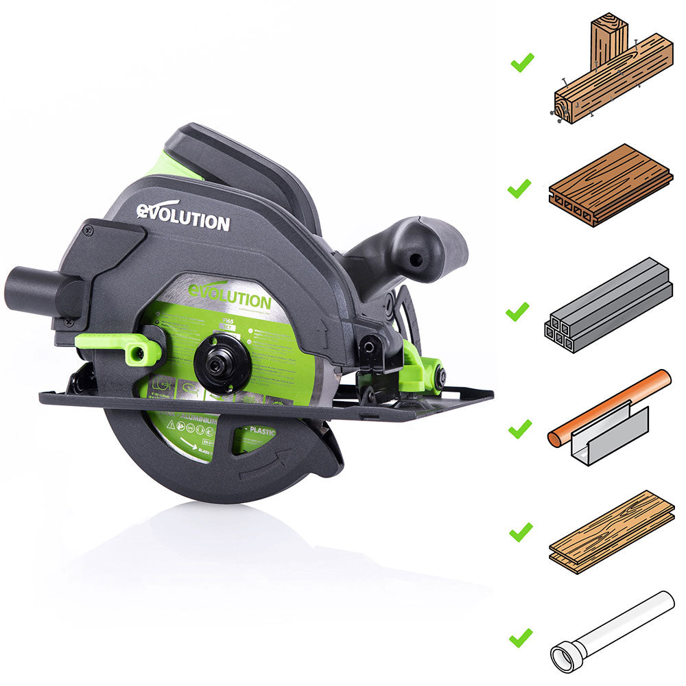 Sierra circular F165CCSL Evolution 165 mm con hoja multi-materiales TCT