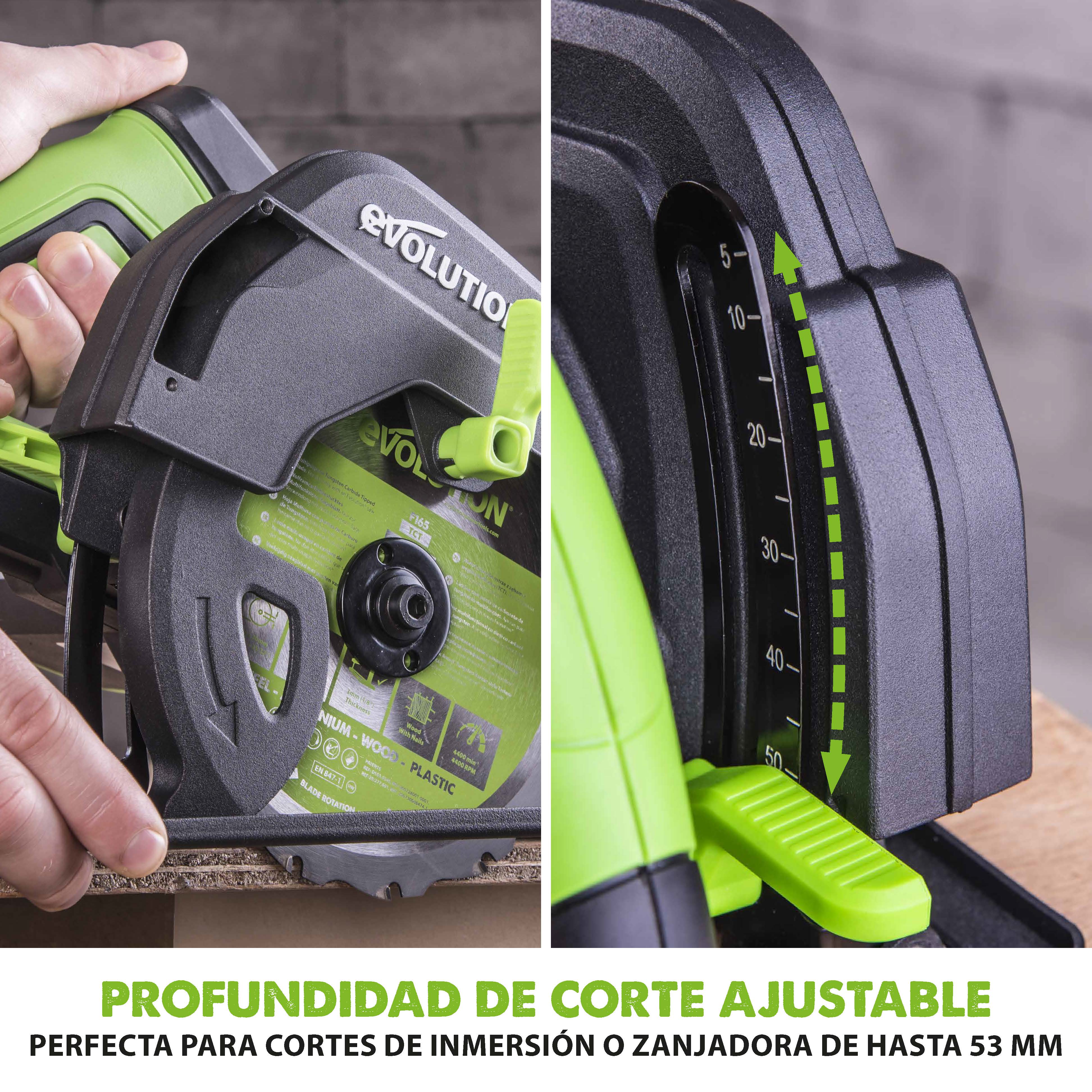 Sierra circular F165CCSL Evolution 165 mm con hoja multi-materiales TCT