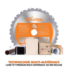 Sierra circular sin cable 165mm Evolution R165CCS-Li con hoja multi-material TCT con batería de 4Ah y cargador