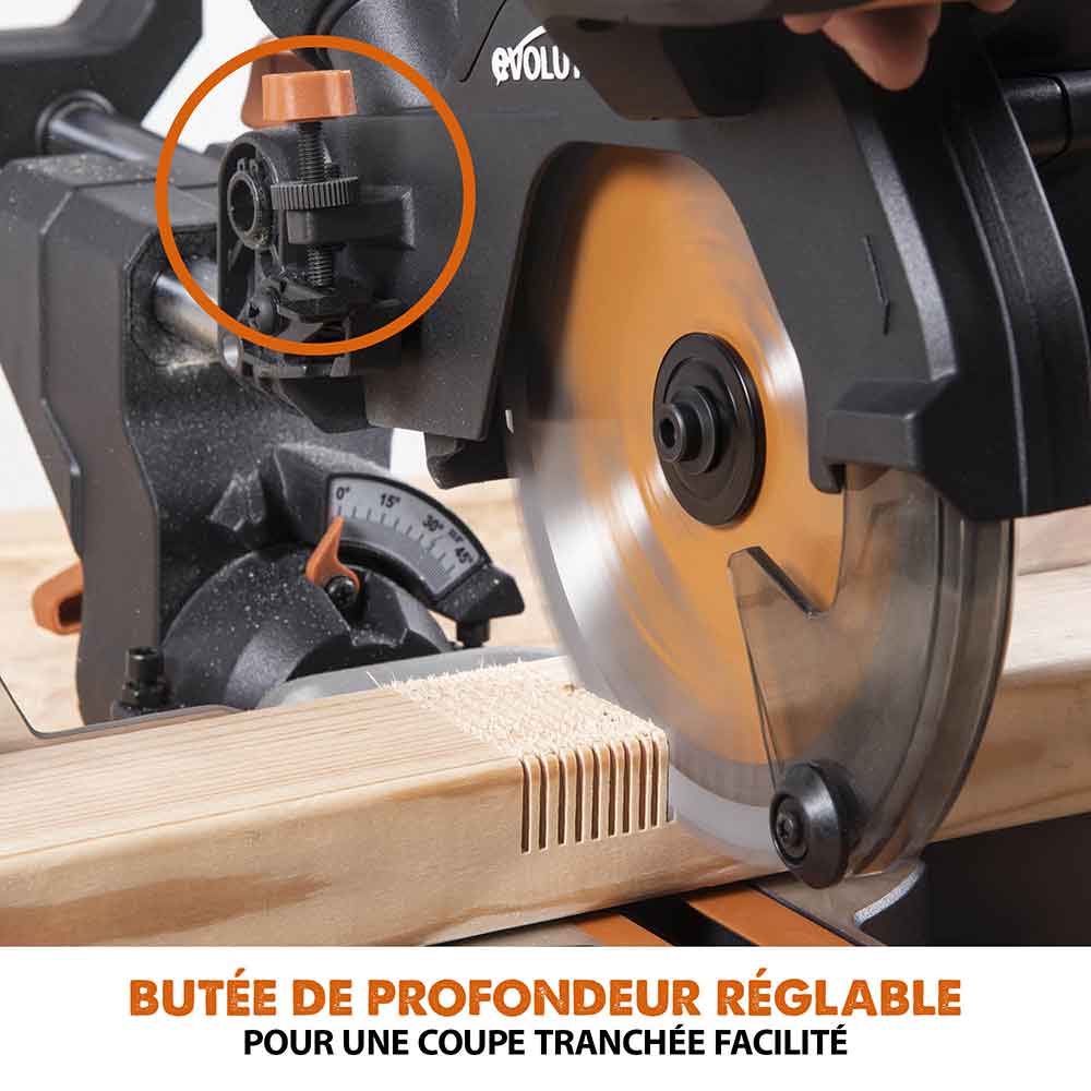 Ingletadora inalámbrica de 185 mm Evolution R185SMS-Li con hoja multi-material TCT sin batería ni cargador