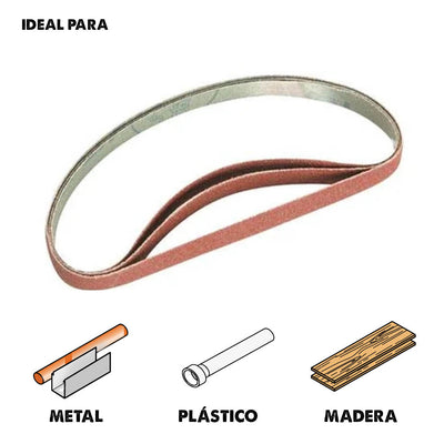 Lijas de Banda para lijadora de Banda Estrecha (13mm x 457mm) Pack de 3