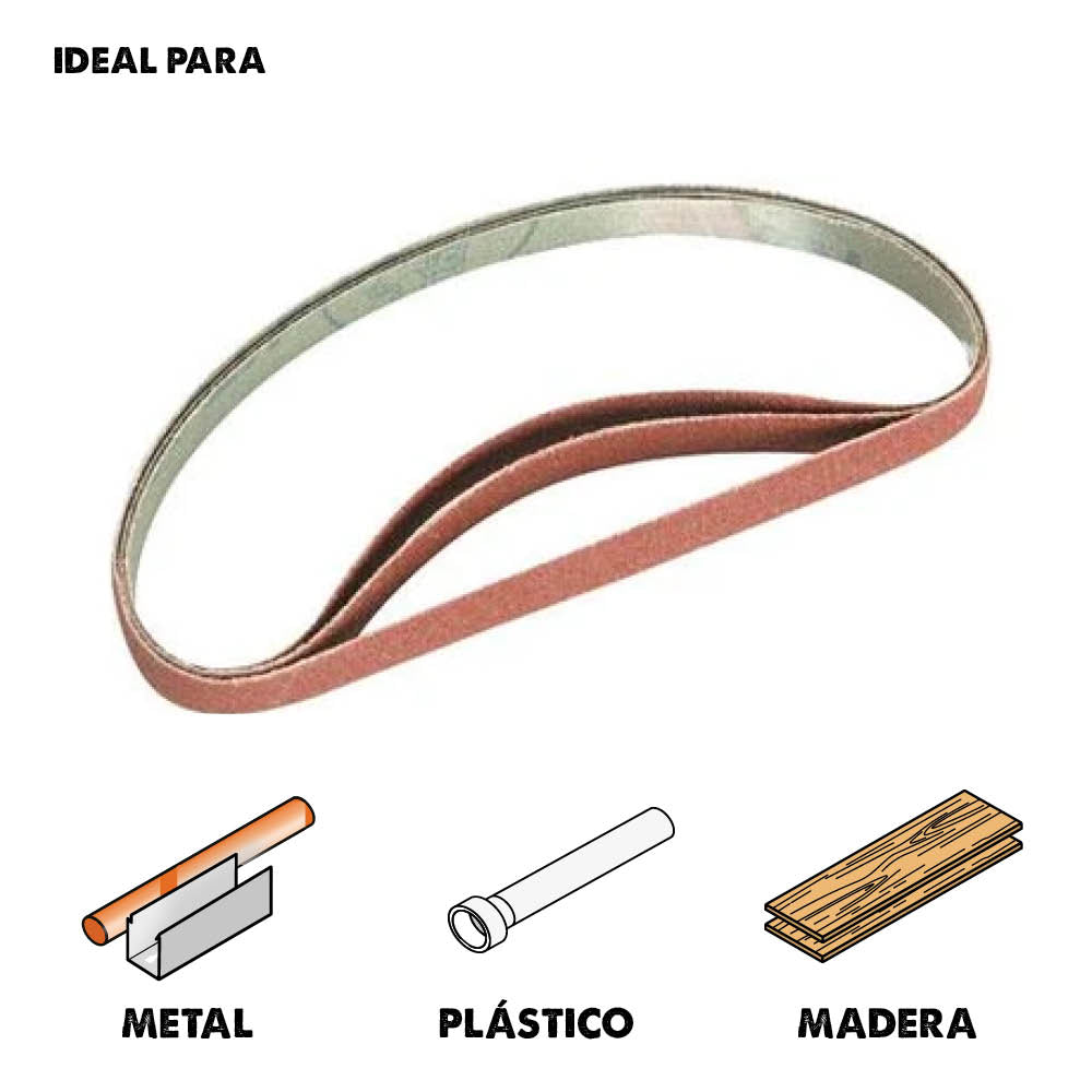 Lijas de Banda para lijadora de Banda Estrecha (13mm x 457mm) Pack de 3
