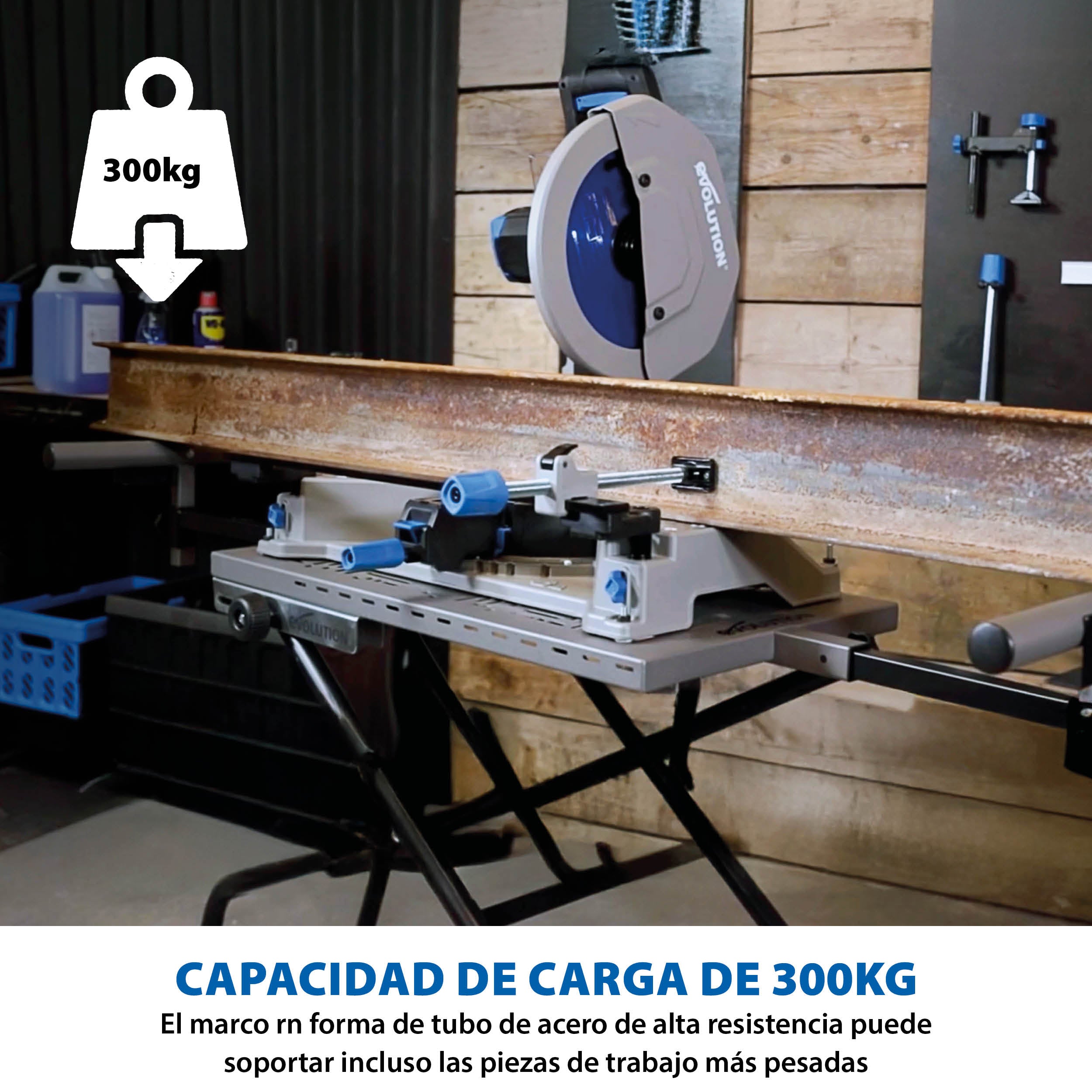 Pack - Ingletadora / tronzadora para metales de 355 mm Evolution S355MCS + Soporte con ruedas MCSSTAND