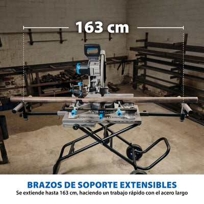 Pack - Ingletadora / tronzadora para metales de 355 mm Evolution S355MCS + Soporte con ruedas MCSSTAND