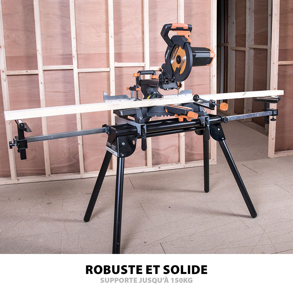 Pack Evolution - Sierra ingletadora eléctrica 210 mm R210SMS-300+ con hoja TCT multimaterial + soporte