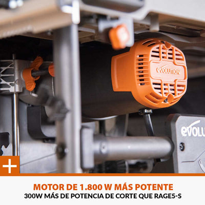 Sierra de Mesa R255TBL+ Evolution 255mm, 1800W hoja multi-material TCT (incluida) + Carrito + Hoja para madera de 40 dientes + Cuchillo Separador