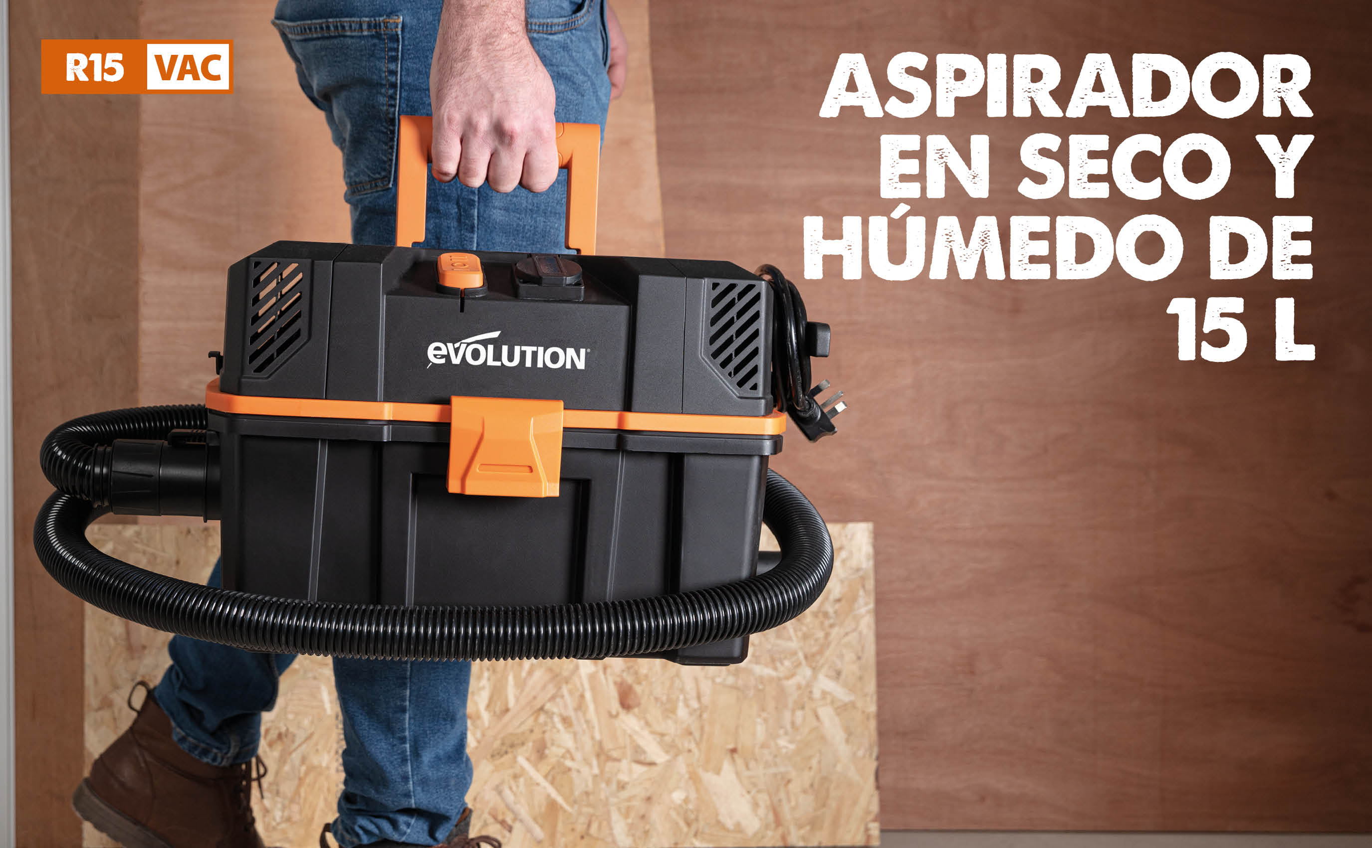 Aspirador R15VAC Evolution de 15L para residuos secos y húmedos (GRADO B)