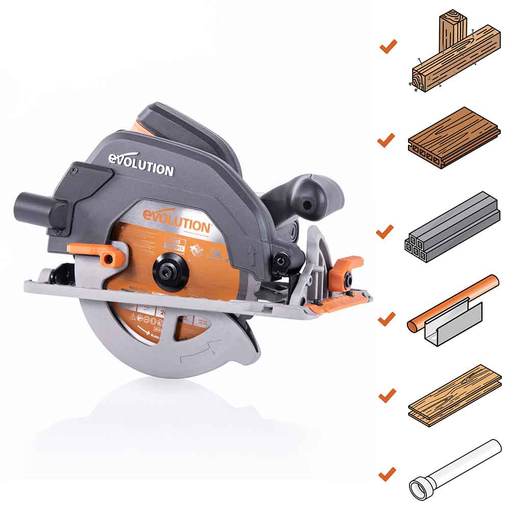 Sierra circular Evolution R185CCS de 185 mm con hoja multi-material TCT