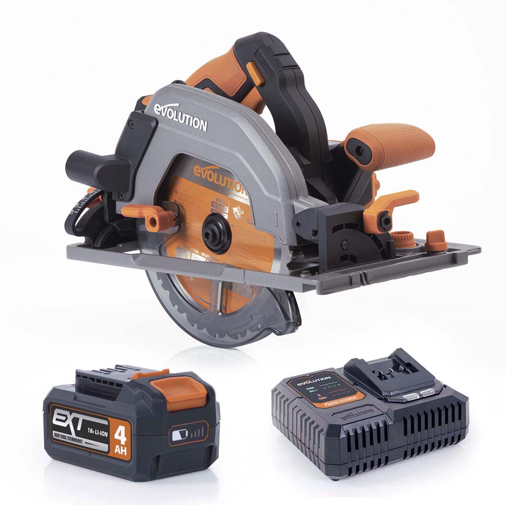 Sierra Circular Inalámbrica Evolution R185CCSX-Li de 185mm con Batería de 4Ah y Cargador