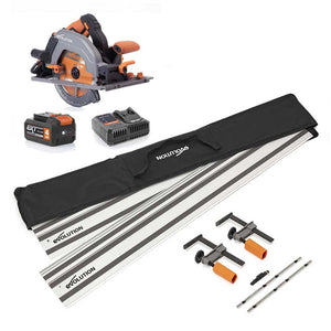 Pack Evolution - Sierra Circular Inalámbrica R185CCSX-Li de 185mm con Batería y Cargador + Guía de Corte de 2,8m