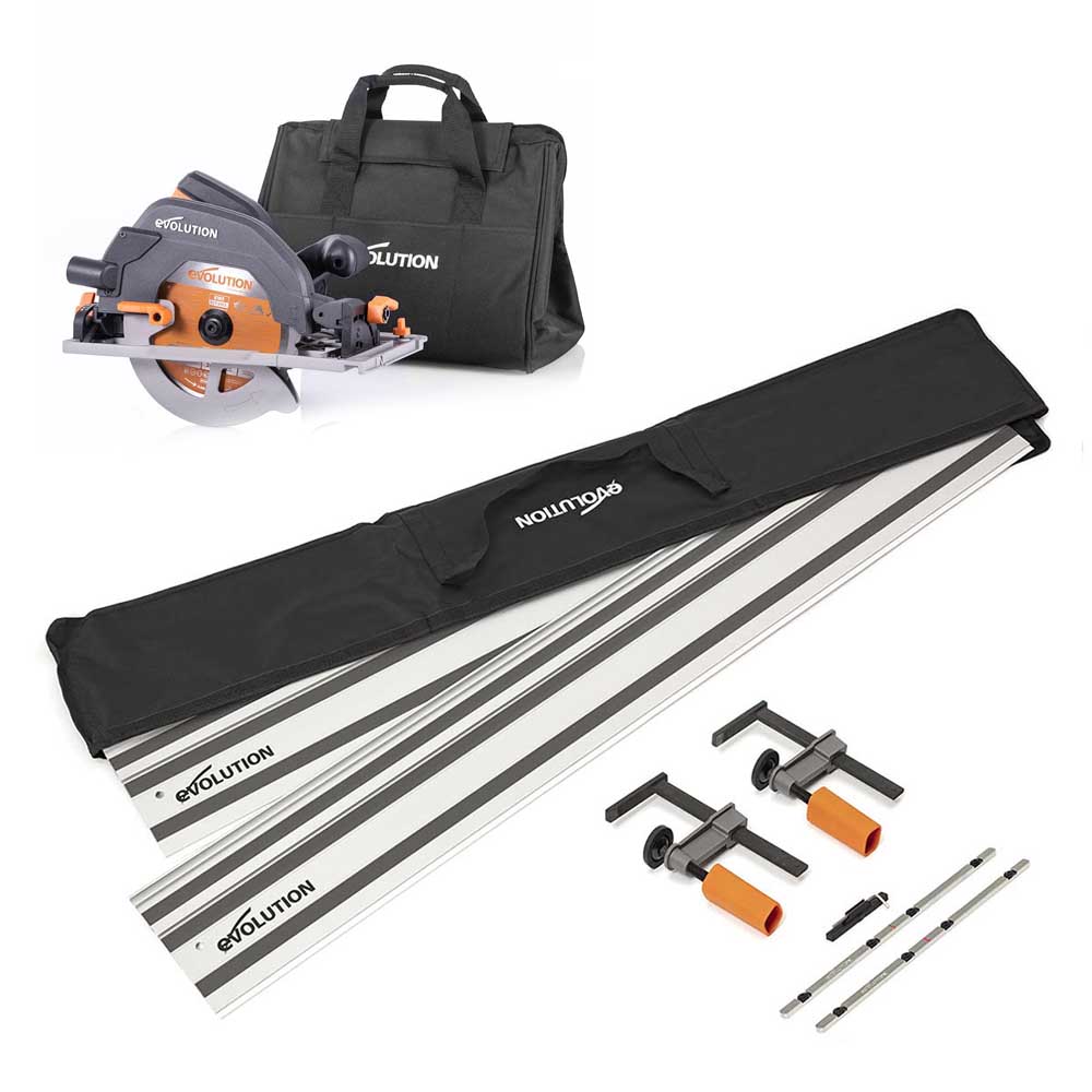 Pack Evolution - Sierra Circular R185CCSX+ de 185mm con Hoja Multi-material TCT y Bolsa de Transporte + Guía de Corte de 2,8 m