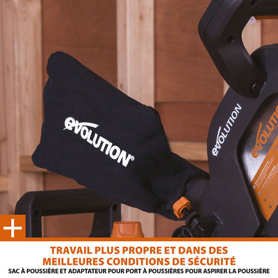 Pack Evolution - Sierra ingletadora eléctrica 210 mm R210SMS-300+ con hoja TCT multimaterial + soporte