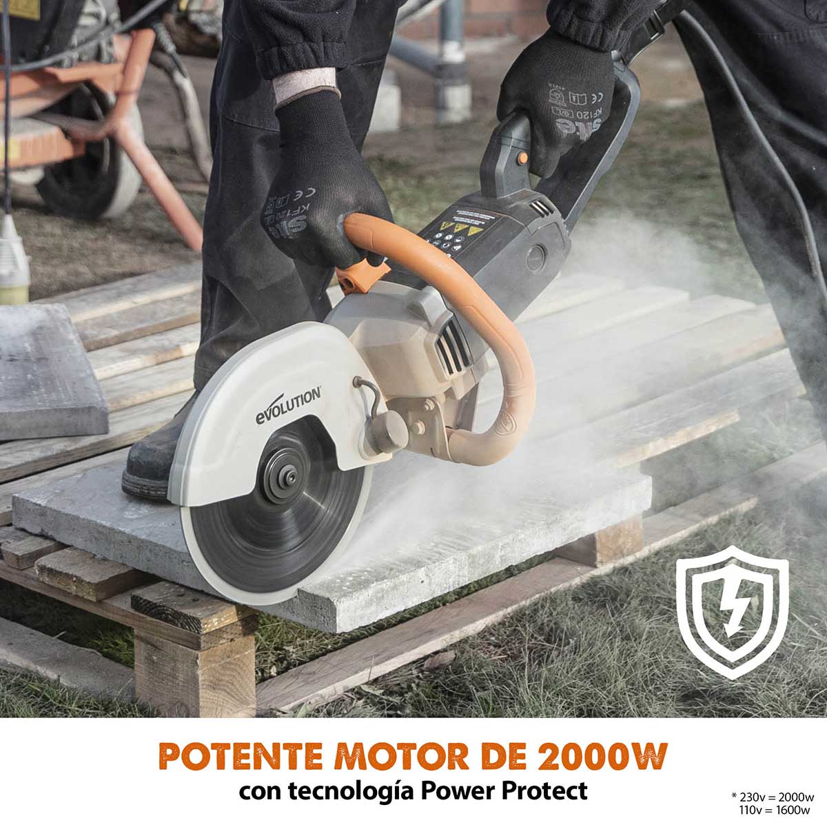 Sierra de Hormigón Eléctrica R230DCT Evolution de 230mm con Hoja de Diamante