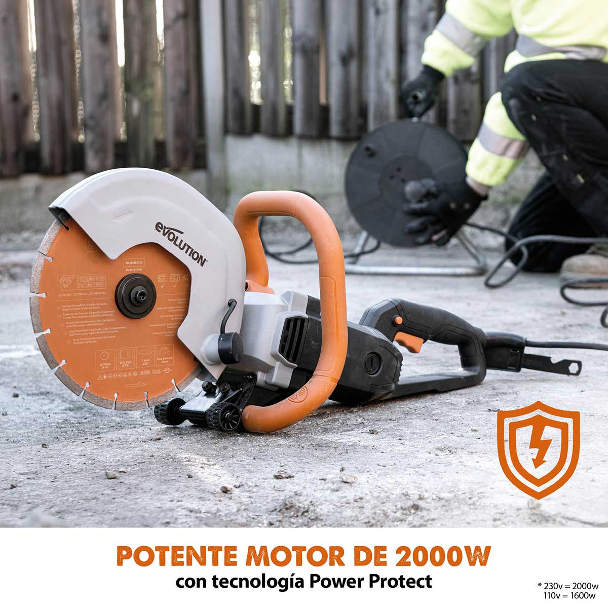Sierra de Hormigón Eléctrica R255DCT Evolution de 255mm con Hoja de Diamante Premium