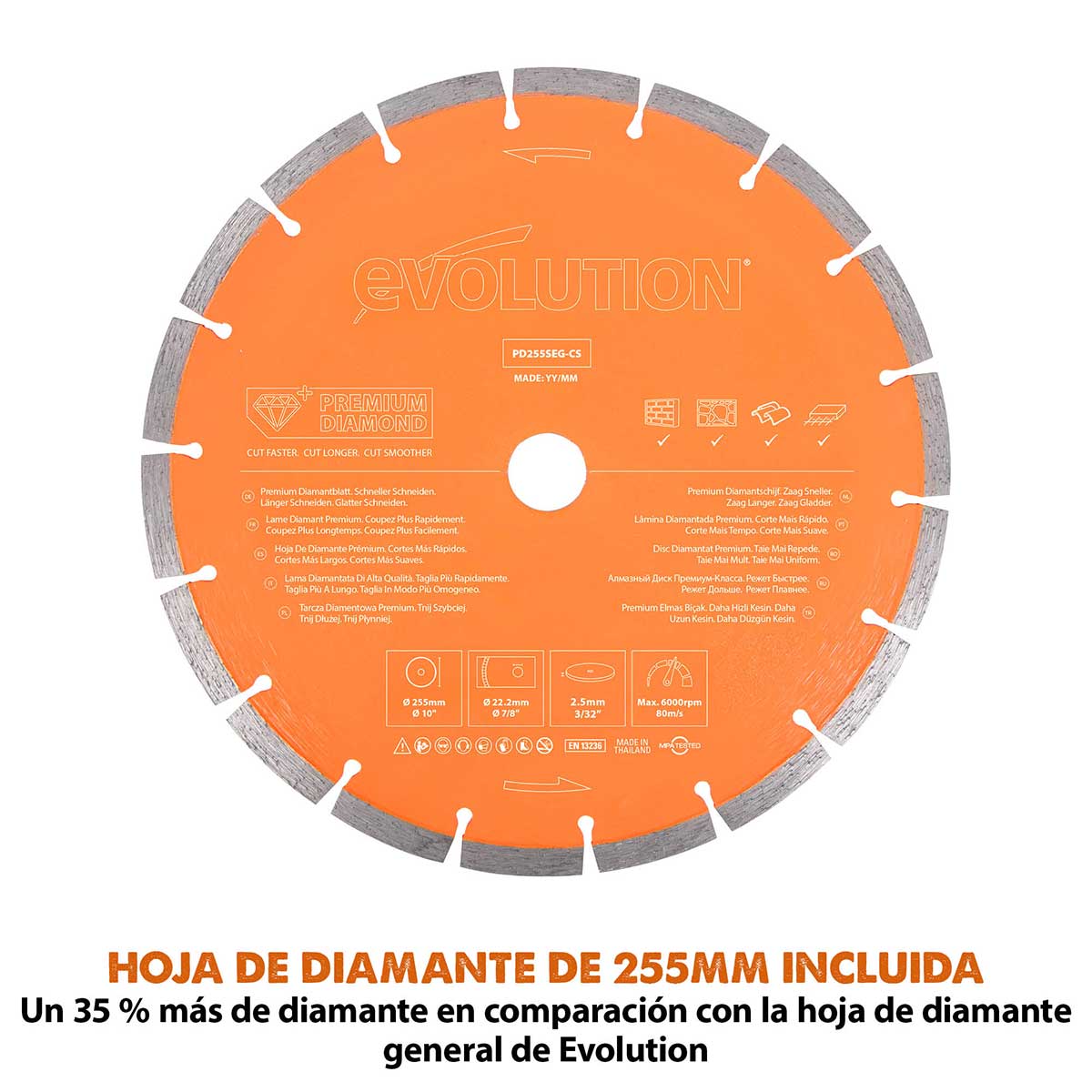 Sierra de Hormigón Eléctrica R255DCT Evolution de 255mm con Hoja de Diamante Premium
