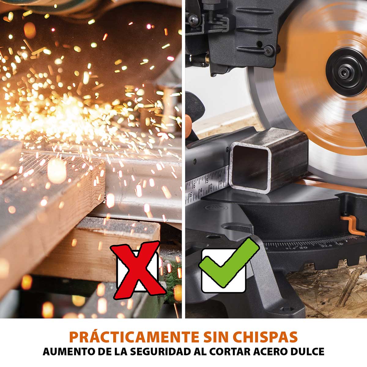 Ingletadora Telescópica de doble bisel R255SMS-DB+ Evolution de 255 mm, con hoja multi-material TCT