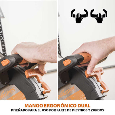 Pack Evolution - Ingletadora Telescópica de doble bisel R255SMS-DB+ Evolution de 255mm con Hoja Multi-material TCT y Soporte Universal PLUS