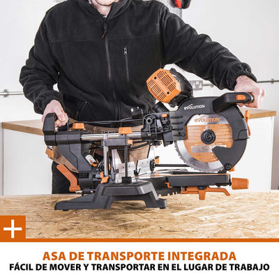 Pack Evolution - Ingletadora Telescópica de doble bisel R255SMS-DB+ Evolution de 255mm con Hoja Multi-material TCT y Soporte Universal PLUS