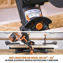 Pack Evolution - Ingletadora Telescópica de doble bisel R255SMS-DB+ Evolution de 255mm con Hoja Multi-material TCT y Soporte Universal PLUS