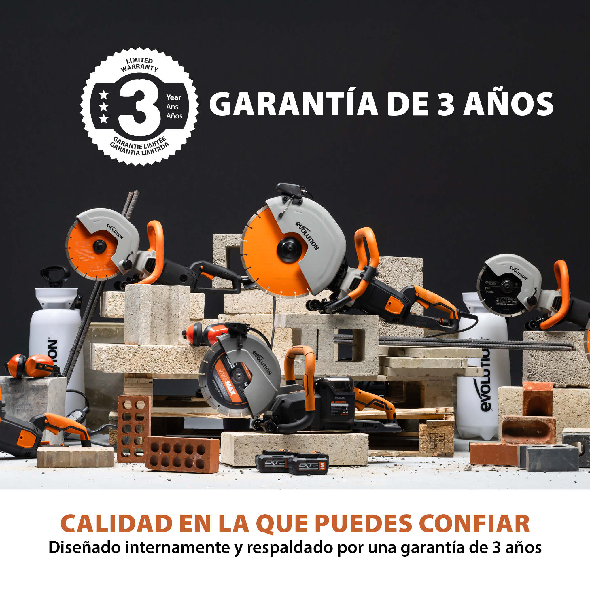 Sierra de Hormigón Eléctrica R350DCT+ de Evolution de 350 mm con sistema anti-polvo y disco diamantado premium